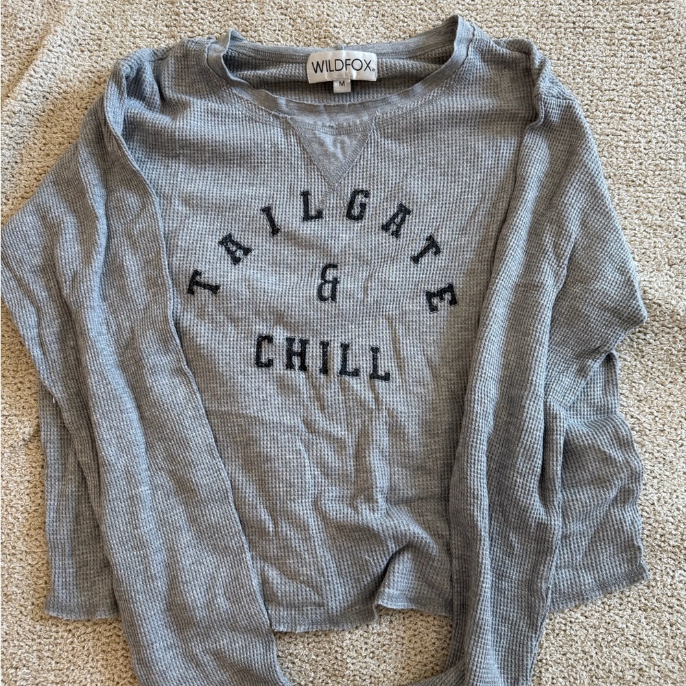 Wildfox Gray Waffle Knit Sweater